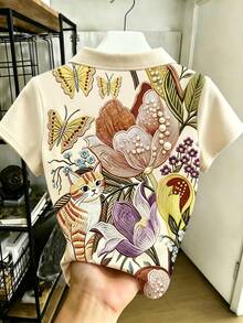 Resyla 女士上衣 / 动物花粉时尚T恤 / 休闲多功能女士Polo领短袖上衣 / 时尚单品 / 送她的礼物 / 节日礼物 / 2026春夏女士Polo领短袖上衣 - 彩色 - 查看 2
