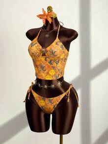 Zestiva Nuevo Conjunto de Traje de Baño Tankini con Estampado de Sol y Control de Abdomen, Bikini Sexy para Vacaciones en la Playa - Multicolor - Ver 5