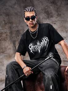 Skyrend Men's Black Crew Neck Short Sleeve Cotton T-Shirt, Tee, Top, Casual, Comfortable, Versatile, Daily Wear, Gift For Father/ Husband Graphic Tee Men Grunge - Black - View 2