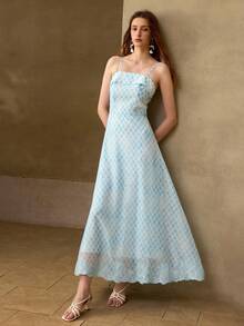 MOTF PREMIUM WHITE PLAID PRINT SLIP DRESS FOR WOMEN GOLF SEXY - Baby Blue - View 5