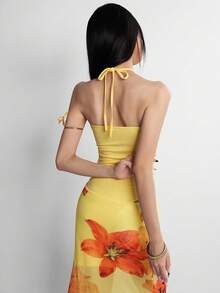 INAWLY Women's Hollow-Out Star Halter Bodysuit, Summer Night Out Club Club Night Yellow Y2k Sexy,Women's Hollow-Out Star Halter Bodysuit, Summer - Yellow - View 2