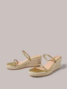 Styleloop Giày nữ, màu nâu, giày rơm đan bằng dây gai dầu, sandal đế xuồng, phong cách bohemian phóng khoáng, mang đến không khí nghỉ dưỡng, trang phục mùa hè, đồ dùng cần thiết khi đi du lịch. - Vàng - Xem 10
