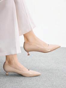 CUCCOO BIZCHIC Women's Pointed Toe Fashion Daily Versatile High Heels Kitten Heels Fall Shoes - Apricot - View 4
