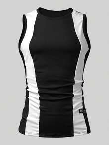 Manfinity Dauomo Men's Contrast Color Patchwork Casual Minimalist Tank Top - Multicolor - View 3