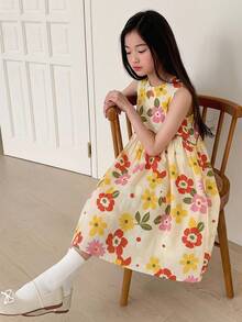 DAZY 女童無袖圓領洋裝，大童女孩秋季度假夏裝 - 彩色 - 查看 5