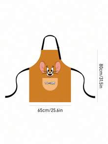 TOM & JERRY X SHEIN 1 件可爱猫咪图案围裙，男女皆宜，适用于烘焙、厨房活动、清洁，亦可作为礼物赠送。 - 棕色 - 查看 3