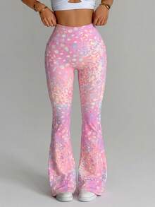 Dewbera Dewbera Pantalones acampanados con estampado de leopardo de colores y bolsillos - Multicolor - Ver 4