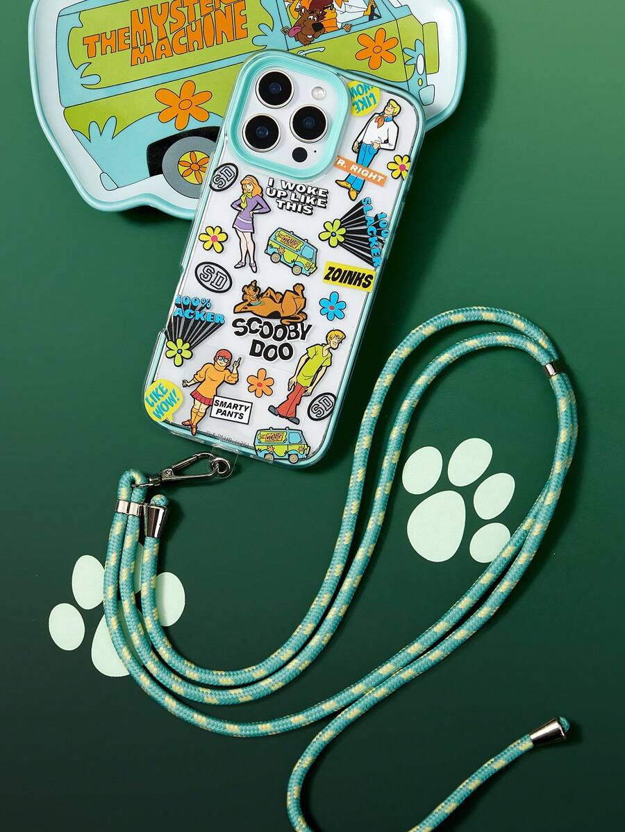 SCOOBY-DOO X SHEIN 薄荷绿挂绳 15 保护壳 卡通涂鸦透明保护壳 防丢腕带手机壳 - 彩色 - 查看 1