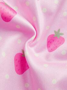 Chillnights Strawberry Shortcake X SHEIN Standard Size Cute Cartoon Milk Silk Strawberry Print Bra + Panty 2pcs Set - Multicolor - View 11