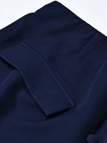 GlowEve CURVE Plus Size Women's Short Skirt, Front Center Button Closure, Elastic Waistband, Back Center Zipper Fall - Navy Blue - View 4