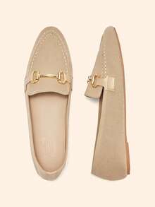 CUCCOO BASICS Women's Metal Decor Daily Commute Fashion Flat Shoes - Apricot - View 5