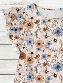 EMERY ROSE Blusa de mujer con mangas con volantes, estampado floral en todo el diseño, diseño elegante, apto para uso diario - Multicolor - Ver 4