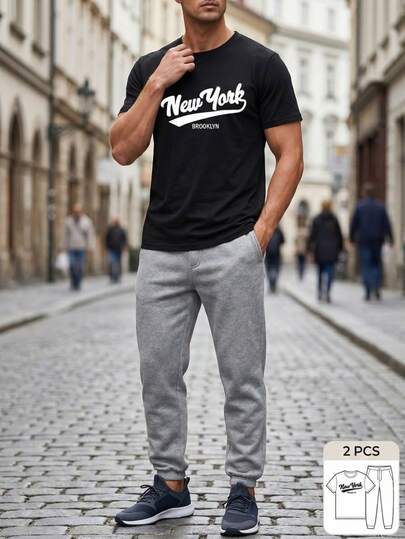 Set 2 piezas para hombre, pants y playera, comodidad y estilo en un solo outfit. Ideal para uso diario, gimnasio, entrenamiento, descanso, viajes, actividades deportivas, paseos o ropa casual urbana. Diseño moderno, versátil, ligero, fácil de combinar, adecuado para exterior e interior. Streetwear juvenil, look relajado, práctico, unitalla, perfecto como regalo o para tus actividades físicas favoritas.