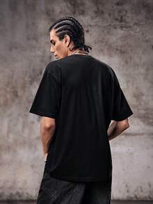 Skyrend Men's Black Crew Neck Short Sleeve Cotton T-Shirt, Tee, Top, Casual, Comfortable, Versatile, Daily Wear, Gift For Father/ Husband Graphic Tee Men Grunge - Black - View 3