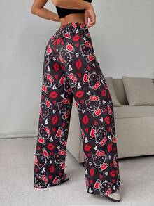 CovetEZ HELLO KITTY AND FRIENDS | SHEIN 女款休閒低腰直筒長褲，街頭風，適合日常通勤，秋冬/夏季，聖誕節 - 彩色 - 查看 5