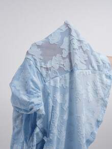 SHEIN EZwear 女士时尚镂空褶皱系带针织吊带衫 - 藍色 - 查看 8