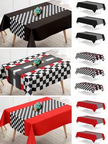 1/3pcs Racing Themed Birthday Tablecloth, Racing Themed Birthday Party Decoration, Black And White Checkered Tablecloth, Home Decor, Dining Table Decor, Racing Themed Party Supplies Disposable Plastic Tablecloth, Mustard Yellow Racing Party Decor, Welcome To The World Of Racing Fans, Bachelor Racing Night Holiday Kitchen Table Decor, Birthday Gift Party Favor - multicolor - View 10
