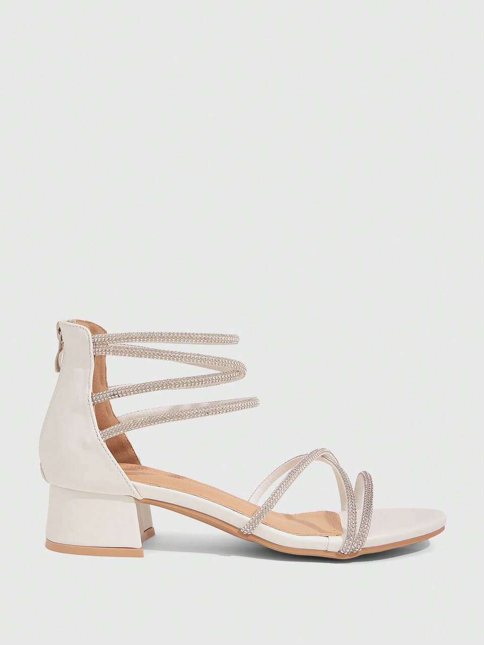 CUCCOO SZL Women's Fashion High Heel Sandals, Rhinestone Cross Heel PU Global Four Seasons Sexy Street Festival Office Outdoor Party Daily Versatile Summer