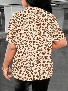 Nueva camiseta casual de mujer con cuello redondo y estampado de leopardo - Multicolor 2 - Ver 2
