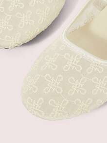CUCCOO DOLLMOD Women's Shoes, Beige, Round Toe Mary Jane Flats, Flower Embroidered Mesh Yarn, Sweet And Cute, Comfortable, Soft And Breathable - Fukue-Apricot - View 4