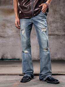 Men's Ripped Jeans, Fashionable & Suitable For Summeremo - Light Wash - View 5
