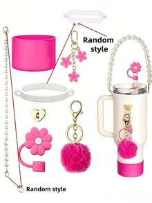 Ensemble d'accessoires pour Tumbler 40oz Compatible avec couvercle avec paille isolé Accessoires de protection en silicone Charms décoratifs Tasse étanche pour voyages, bureau, gym, activités extérieures Accessoires pour Tumbler Décoration de tasse Cadeau pour femmes Idées de cadeaux uniques - Multicolore - Voir 11