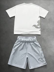 PAVTROS Men's White,Summer,Casual,Streetwear,City Break Shorts,Free Spirit Print Colorblock Waistband Comfortable Daily Wear Outdoor Music Festival - Multicolor - View 4