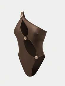 Swim Oasis Bộ đồ bơi một mảnh nữ mùa hè thiết kế khoét rỗng kèm váy cover-up - màu nâu - Xem 10