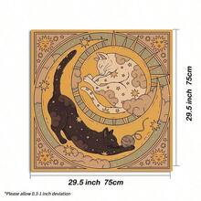 1pc Sun And Moon Altar Cloth Witchy Mystical Cat Altar Tablecloth Tarot Card Spread Reading Cloth Botanical Moon Floral Flower Table Mat Decor,Tarot,Cat,Arcane - Multicolor - View 12