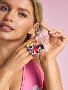 THE POWERPUFF GIRLS X SHEIN Mặt dây chuyền túi xách bằng hợp kim kẽm thời trang và dễ thương - Màu hỗn hợp - Xem 5