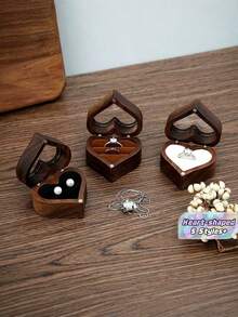 1 Stück Herz-förmige Holz-Schmuckbox für elegante Ringpräsentation, perfekt für Verlobungen, Hochzeiten und Valentinstag Geschenke, ideale Aufbewahrungslösung für Paare, Schulanfang Grundausstattung, einzigartiges Wohndekoration, sinnvolles Geschenk für besondere Anlässe, Liebe feiern und Erinnerungen mit dieser zeitlosen Schatulle bewahren, Raumdekoration - Walnuss - Übersicht 1