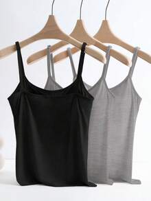 GlowEve 3pcs/Set Anti-Flashing Camisole With Built-In Padded Bra, Comfortable - Multicolor - View 2