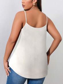 EMERY ROSE Áo hai dây Plus Size màu trơn Giải trí - trắng - Xem 2