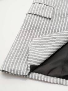Manfinity CityGents Men's Grey Striped Textured Spring/Summer Front Button Long Sleeve Suit Jacket And Pants Set Prom Suit For Men Mans Outfit Mans Suit Elegant Outfit For Men Pin Stripe Suit Old Money,Daily Leisure, Weekend Trips, Outdoor Activities, Travel Expeditions, Relaxed Work Environments Or Semi-Formal Occasions, Boyfriend/Husband Gift, Anniversary /Birthday Gift Party Summer Vacation Holiday,Wedding,Spring To Summer,Easter,Y2k,Vintage,Hawaii - Grey - View 9