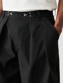 SWAVVY Men's Summer Solid Color Casual Loose Fit Shorts With Dual Pockets - Black - View 7