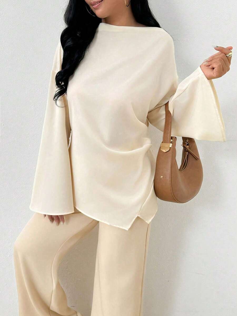 INAWLY Ladies Elegant Office & Casual Middle East Style Blouse Fall Cloth For Women - Apricot - View 1