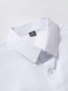 Core Aspect 男士纯色平纹长袖衬衫，纽扣开襟，正式款，适合丈夫穿着，适合工作、秋季穿着，尽显老派绅士风范。 - 白色 - 查看 4