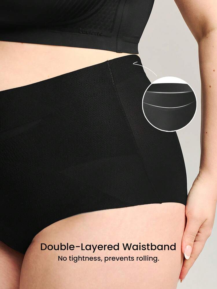 Plus High-Waist Briefs Airy Black Panty Underwear Women