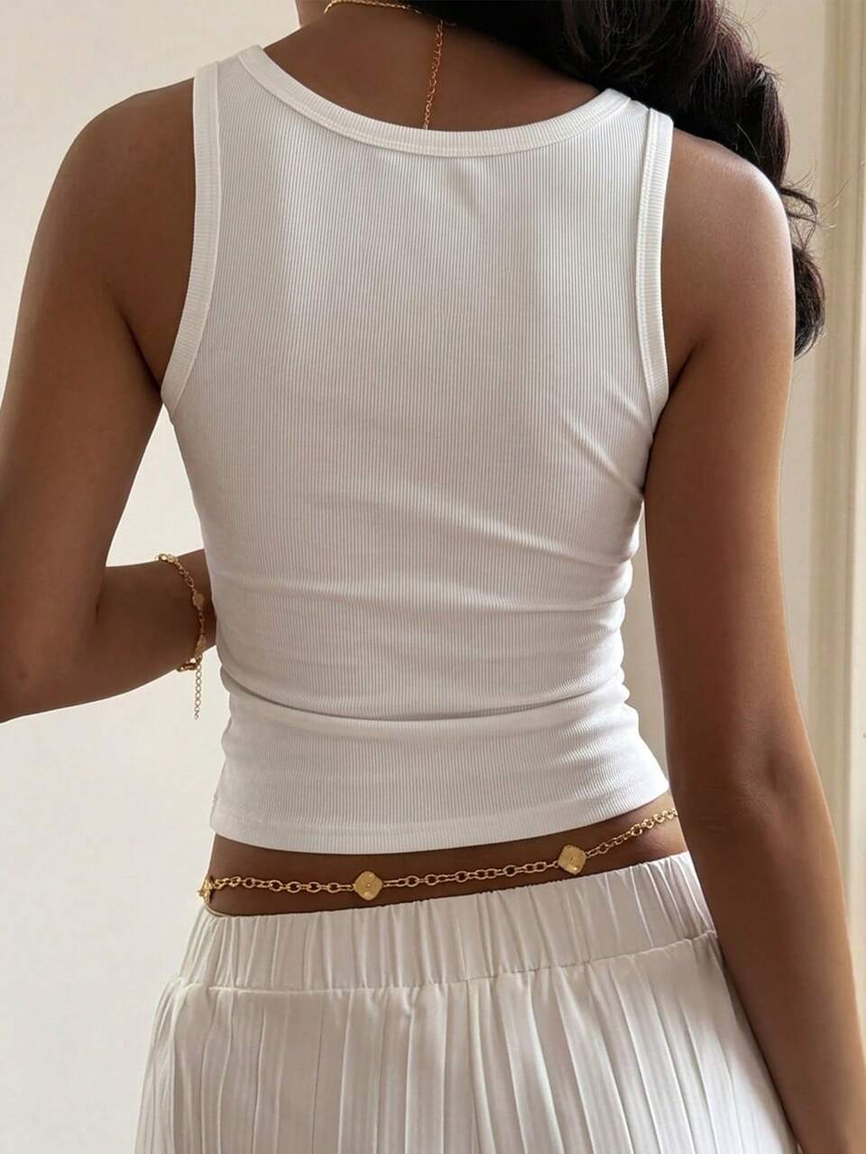 Women's Rhinestone Decor Fitted Basic Sports Tank Top