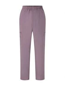 TaskEZ Scrubs Set: V-Neck Short Sleeve Top & Pants Scrub Uniform For Healthcare Workers - Dusty Purple - View 7