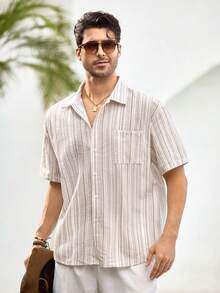 Mercer Haus Men's Vintage Striped Business/Casual Shirt - White - View 4