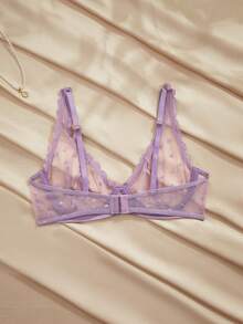Charlaine Lingerie Wanita Seksi Berenda Pita 3D - Purple - View 2