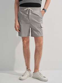 Manfinity CityGents Quần short nam cạp chun có túi bên hông, dây rút - Xám - Xem 3