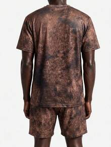 Rest Era Men's Spring/Summer Basic Fashion Tie-Dye Print Woven Label Decor Knit Loungewear Set - Multicolor - View 2