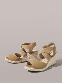 Styleloop Ladies Khaki Wedge Heel Platform Shoes, Holiday Atmosphere, Summer Wear, A Must For Travel - Khaki - View 10
