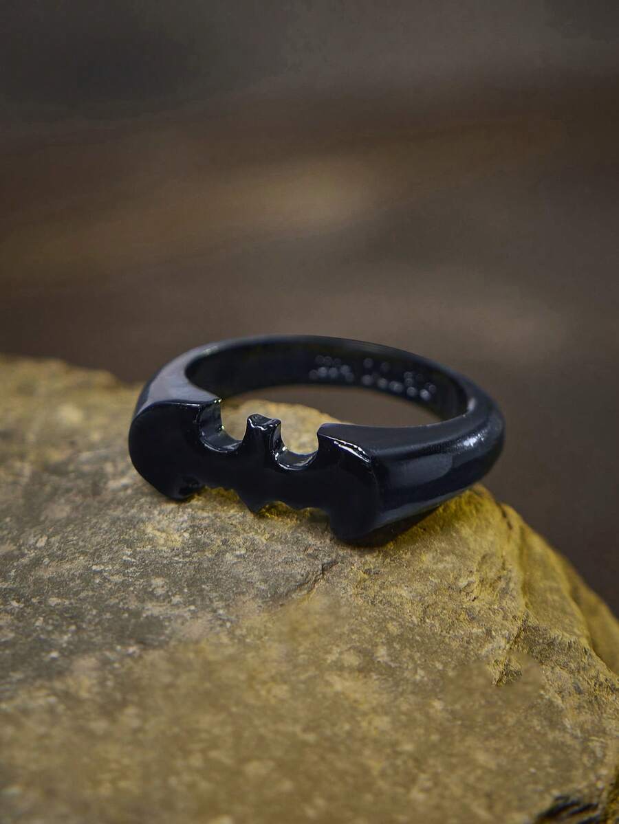 BATMAN X SHEIN Fashion Black Bat Alloy Ring, Suitable For Daily Wear Or As A Gift - Black - View 1