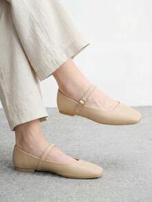 CUCCOO BIZCHIC Solid Color Fashionable Comfortable Casual Flat Shoes, Suitable For Daily Commute Spring Shoes - Apricot - View 7