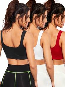 Velisys Velisys Solid Color Wide Strap Comfortable Breathable Sports Bra For Women - Multicolor - View 2