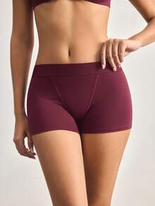 Ocili Cotton Logo Waistband Comfortable Women's Briefs - Burgundy - View 7