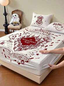 HARRY POTTER X SHEIN 1Pc Harry Print Mattress, Soft And Warm, Comfortable And Breathable, Multiple Sizes, Suitable For Single Bed/Double Bed/Queen Bed/King Bed, Machine Washable - White - View 4